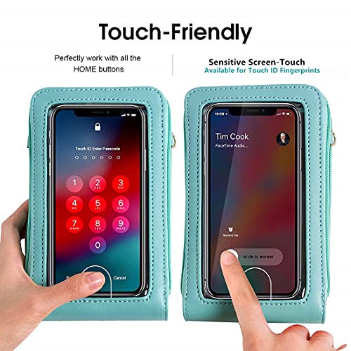 Crossbody Cellphone Purse Women Touch Screen Bag RFID Blocking Wallet Handbag Shoulder Strap - color: Lightgreen-small, size: Small