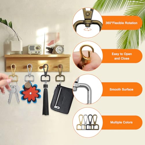 32pcs Metal Swivel Lobster Clasp Hooks, 3/4” Swivel Clasps D Rings Purse Hardware Push Gate Snap Hooks Trigger Clips for DIY Crafts Keychain Handbag Making(4 Colors, 2cm Inside Diameter) - color: 32pcs,3/4”