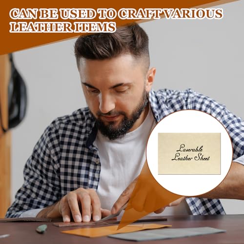 HARFINGTON Laserable Leather Sheets 18" x 12" x 0.04" Non-Adhesive Engraving Leatherette Sheets Laserable Leather Hat Patch for DIY Caps Jackets Backpacks Clothing, Beige/Black - color: Beige/Black