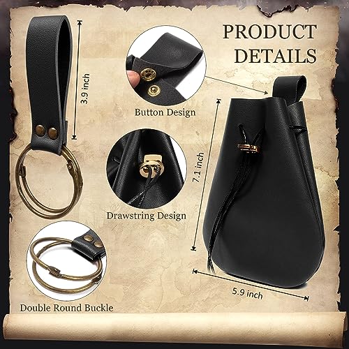 SUMGOGO Retro Belt Pouch Waist Bag Womens Fanny Pack Cellphone Holder Steampunk Medieval Renaissance Purse Costume Accessory - color: Tri-Black