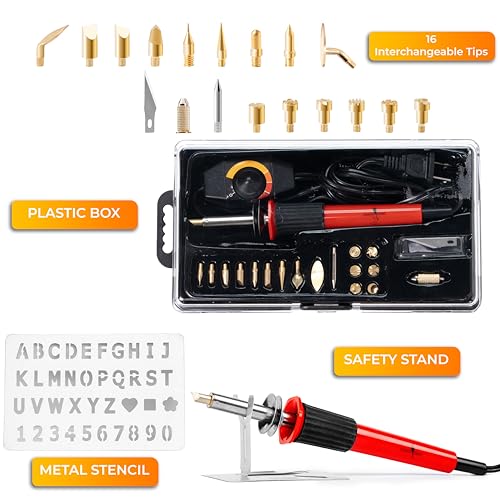Wood Burning Kit 22PCS, Adjustable Temperature Pen with 18 Tips&Accessories All in a Storage Case - Complete Gift for Mastering The Art of Pyrography