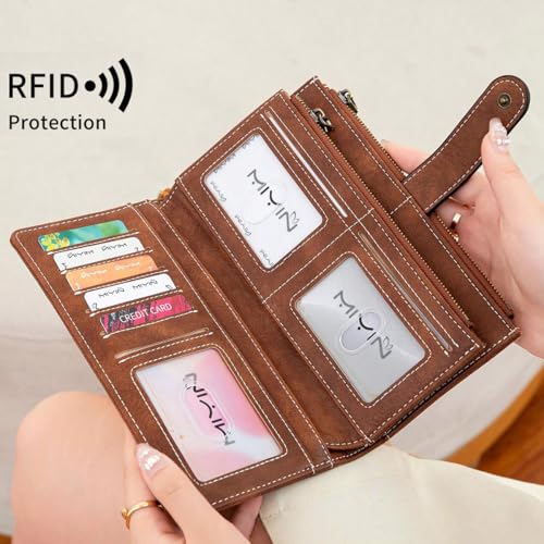 Women Leather Wallet Crossbody Shoulder Bag with Double Zipper and Mobile Phone Purse with Shoulder Strap - color: 355-cow Pattern