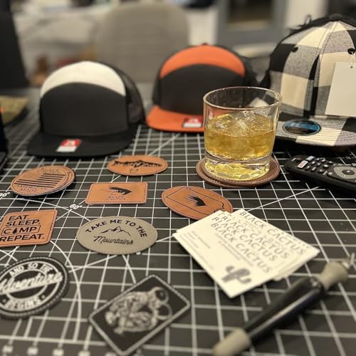 Black Blank Leather Hat Patches for Laser Engraving(Ø2.5 Inch),Round/Circle Leatherette Patches Iron-on with Heat Press Adhesive Backing (Pack of 30) - color: Black, size: Round