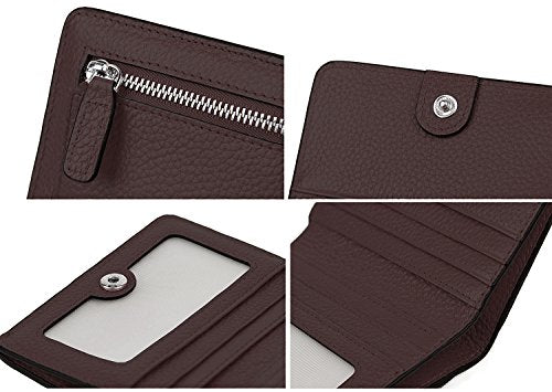 Small Leather Wallet for Women, Ladies Credit Card Holder RFID Blocking Women's Mini Bifold Pocket Purse - color: Coffee Rfid Blocking