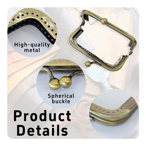 pson 5Pcs Metal Purse Frame,Kiss Clasp Lock, Bag Clasp for DIY Purse Making, Coin Bag, Handbag Craft, Sewing Projects(Squared, Antique Bronze)