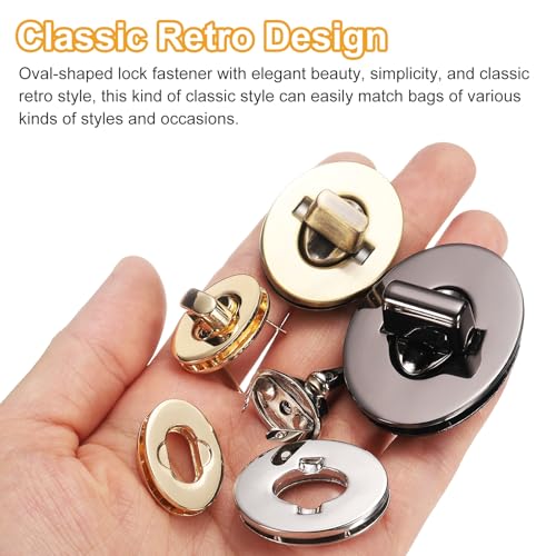 uxcell 4Pcs Twist Turn Lock Clasp, 24 x 16mm Closures Lock Fasteners Gold - color: Gold, size: 24 x 16mm