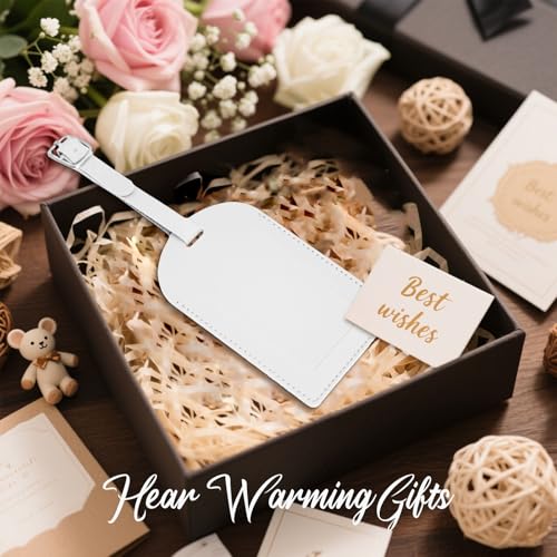 24 Pack Leather Luggage Tag White Wedding Favors Bulk Travel Tag - color: White