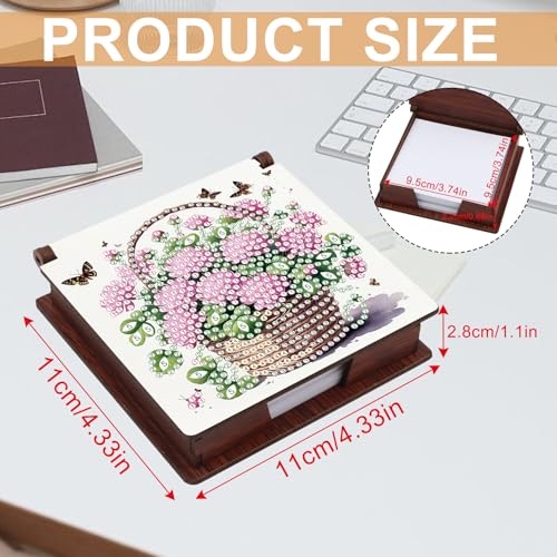 JISHSHAY Flower Diamond Painting Note Box Diamond Art Sticky Note Holder Gem Art Notecard Box Gem Painting Mosaic Kits for Adults Embroidery Kit Memo Pad Holder, Contains 160 Sheets of Paper - color: Flower 2