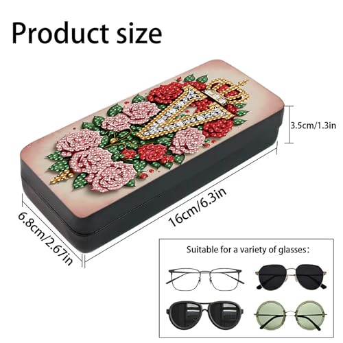 DIZAKIM 1pcs 5d Diamond Art Kits for Adults Small Diamond Painting Kit Gem Art Paint by Diamonds Dots Eyeglasses Case DIY for Beginner Women (#1) - color: #1
