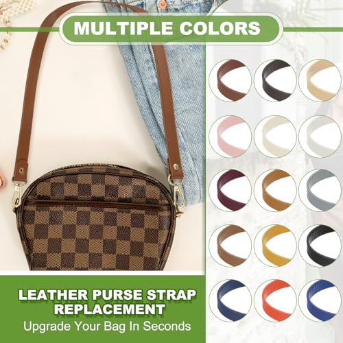 YELARXI Leather Purse Strap Replacement PU Short Bag Handles with Gold Lobster Buckles, 13 Inch Length Fit for Handbags Shoulder Bag Accessories - Rectangle (2Pack, Warm White) - color: Warm White/Gold, size: 13 inches