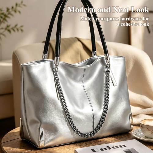 Purse Chain Medium Size Metal Bag Strap Extender Charm Replacement | Flat Links Accessory - color: Black