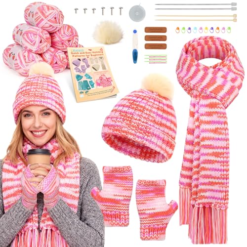 Katech Knitting Kit for Beginner- Beginners Knitting Kit for Adults Kids - color: colorful