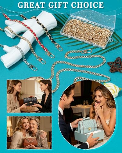 FIVEIZERO 4 Sizes Rose Gold Purse Chain, Flat Gold Bag Chain | Metal Strap Extender Replacement, Purse & Bag Chains Straps for Handbag, Shoulder Crossbody Clutch bag, 15.7/23.6/31.5/47.2in - color: Rose Gold