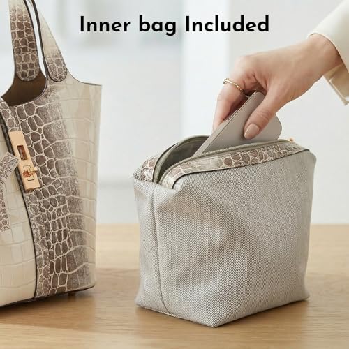 Tote Bag for Women Top Handle Handbag Satchel Bag for Women Vegan Leather Lock Design Bucket Purse for Work Evening - color: C