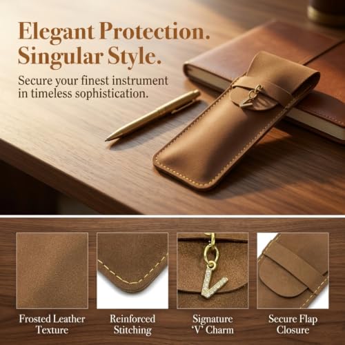 Personalized Initial PU Suede Pen Pouch - Office and Professional Storage Accessory, Ideal Gift for Coworkers (V) - color: V
