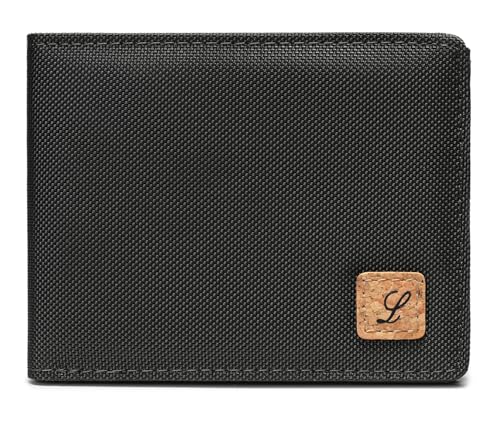 Lanyani Minimalist Fabric Wallet Bifold RFID Blocking - color: Black