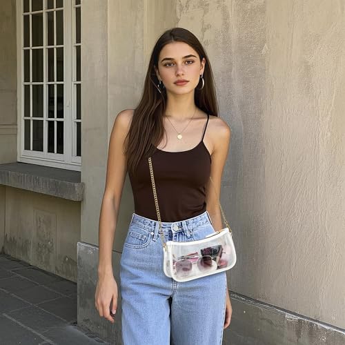 KKXIU Small Black Purse for Women, Cute Mini Shoulder Bag Zipper Closure | 2 Removable Straps, Retro Underarm Bags, Classic Crossbody Bag, Handbag for Women - color: B-white