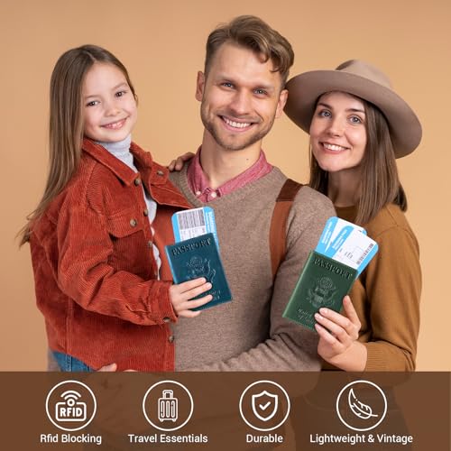 BIAOTIE Premium Leather Passport Holder Covers, Rfid Travel Wallet Passport Document Holder, Travel Essentials Wallet Cover Case for Men and Women (Green) - color: Green