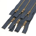 Leekayer 3# 4 inch Metal Zipper for Jeans Bag 10cm Antique Brass Sewing Zipper Close End Jeans Zippers Bulk 6pcs,(Navy-Brass) - color: Navy tape-Brass teeth, size: 4"