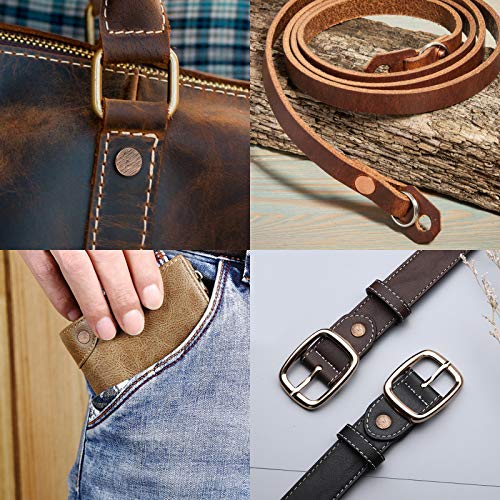 JUNESunShine 84Pc Copper Rivets and Burrs, Leather Fastener w/Setting Tool | 4mm Shank Sturdy Copper Rivets with #9 & #12 Burr Setters, for Belt Wallet Collar Shoe Pouch Tack Leather Working Craft - color: A. Copper