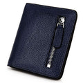 Small Leather Wallet for Women, Ladies Credit Card Holder RFID Blocking Women's Mini Bifold Pocket Purse - color: Navy Blue Rfid Blocking