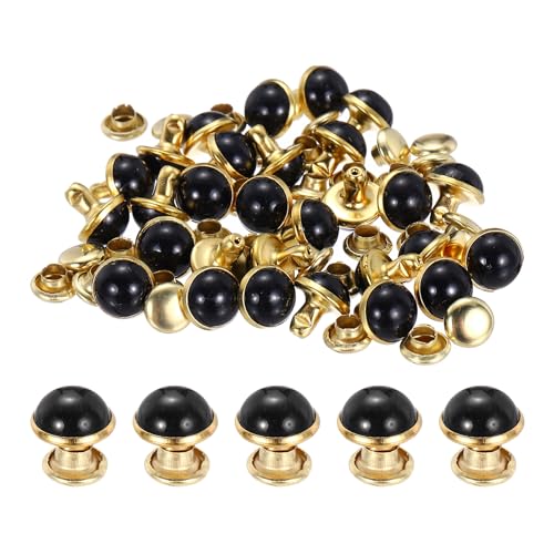 PATIKIL 7.5mm Turquoise Rapid Rivets, 30 Sets Leather Rivets Studs Rivet Double Cap Spikes Rivet for Leather Crafting for Decor Repair DIY Clothing Belts Bags Shoes, Black - color: Black
