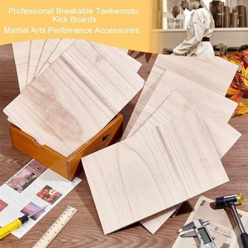OLYCRAFT 12 Sheets Wooden Karate Breaking Boards 3.5mm Thick Taekwondo Breaking Boards Punching Wood Boards Wooden Kick Board Training Accessory for Karate Practice Performing 11.7x7.9 inch - size: 3.5mm