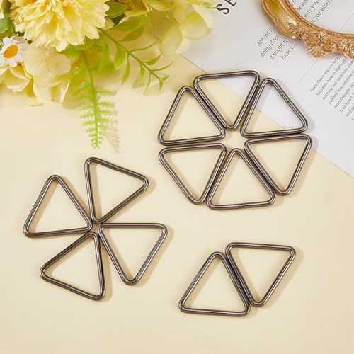 16Pcs Metal Triangle Ring Buckle Connectors Gunmetal Adjuster Purse Strap Keychain Lanyard - color: Gunmetal