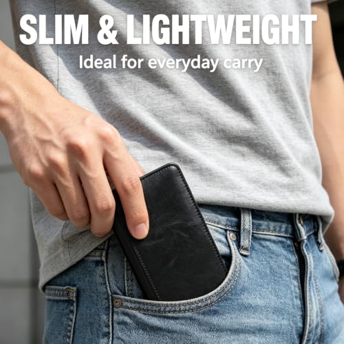 Vintage Genuine Leather Long Wallet for Men Women - color: 33-Black