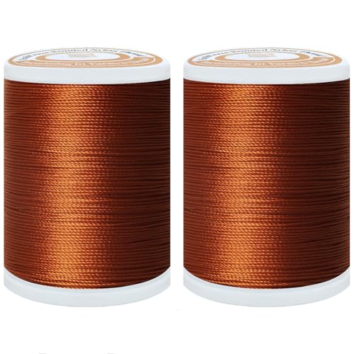 Bonded Nylon Thread Heavy Duty Sewing Thread Size #40 Tex75 Threads for Sewing Leather, Canvas, Shoes, Outdoor Upholstery Threads 2-Pack (350Yards Each)(Jeans Gold) - color: Jeans Gold
