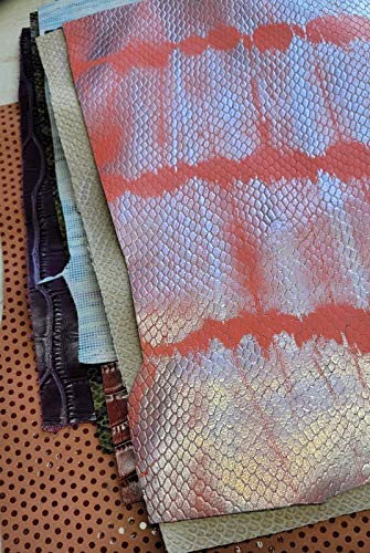 NAT Leathers 10 cuts of 8.5 x 11 inch of Novelty Leathers Embossed Metallic Screenprinted Scrap remnants Trimming Cow Hide Skin Shoe Handbag 2.0-3.0 oz Novelty only 10 cuts of 8.5x11 inch - size: Novelty only 10 cuts of 8.5x11 inch