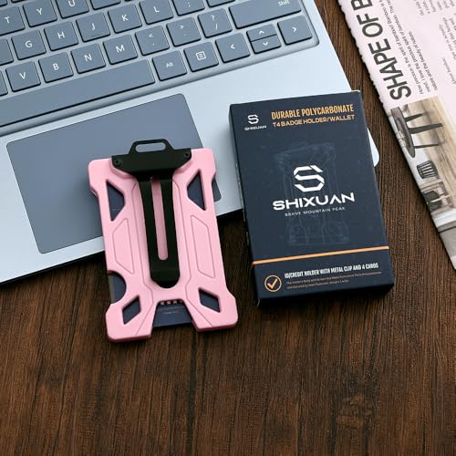 ID Badge Holder with Retractable Clip, Credit Card Holder, Keychain Wallet, Name Badge Holders, Business Card Holder, and Money Clip for Men and Women (Pink) - color: Pink