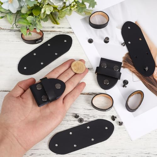 GORGECRAFT Cowhide Belt Loop Keeper Leather Belt End Holder Stays Retainer Tool Watch Straps - color: Black