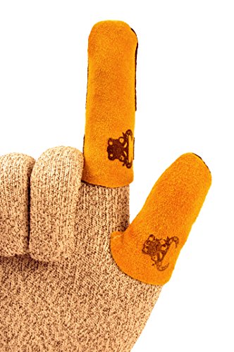 G & F Products Cowhide Leather Thumb Guards, 10 Pack - Reusable Protective Thumb Cots & Sleeves for Rose Pruning, Gardening, Wood Carving, Whittling, Leather Crafting & Sewing - Medium, Tan - size: Medium, style: Thumb Guard 10 Pieces