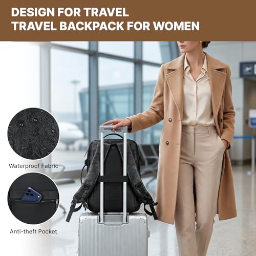 Carry On Backpack, 40L Expandable Travel Backpack, Black | Airline Approved, Laptop Compartment, Water Resistant, Business Travel Bags, Men Women Weekend Trip - color: Black