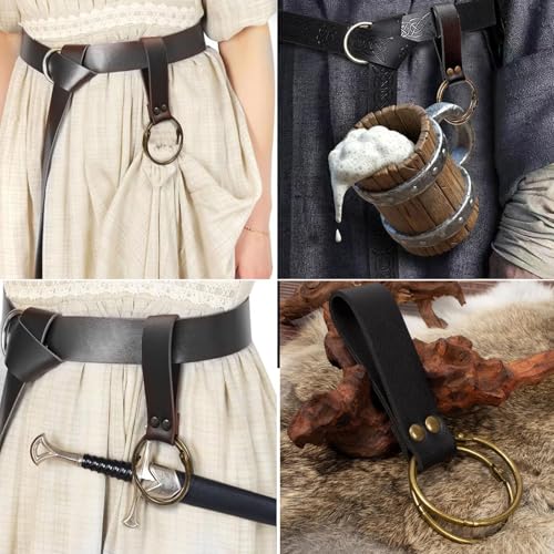 SUMGOGO Retro Belt Pouch Waist Bag Womens Fanny Pack Cellphone Holder Steampunk Medieval Renaissance Purse Costume Accessory - color: Tri-Black