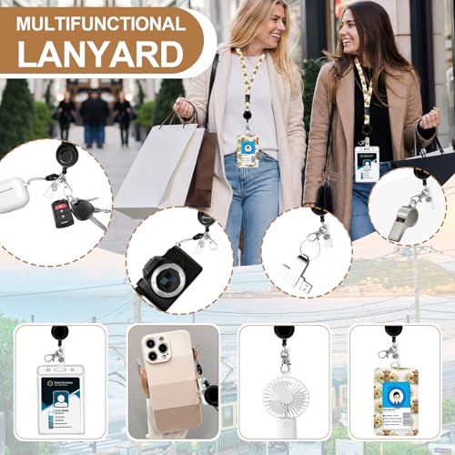 Highland Cow Sunflower ID Badge Holder with Breakaway Lanyard, Adjustable Lanyards for Id Badges Keys,Retractable Badge Reel w/360° Clip,RFID Blocking Card Holders for Women Office Staff Teacher Nurse - color: Highland Cow Sunflower