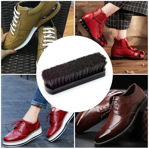 Premium Horsehair Shoe Polish Brush – Handcrafted Beechwood Shoe Brush for Shine and Buffing – Luxurious Shoe Shine Brush with Soft Horsehair Bristles (Black) - color: Premium Black
