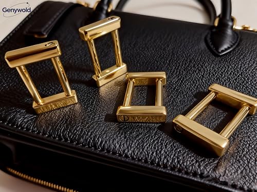 rectangular screw ring buckle, rectangular screw strap buckle with connector ring for wallet making 1.9 cm, 4 pieces (gold)
