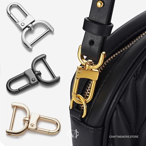 CRAFTMEMORE 2pcs Detachable Snap Hook Swivel Clasp w/Screw Bar VT99 Bag Strap Hardware Replacement (1/2 Inch, Gunmetal) - color: Gunmetal, size: 1/2 Inch
