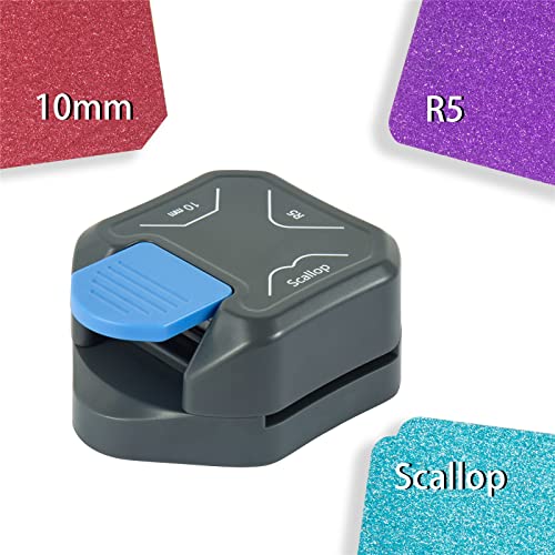 QIQQIKIN Corner Cutter 3 in 1 (R5+10MM+Scallop) Edge Rounder Punch, Paper Corner Punches for Paper Crafts, Picture Photo Clipper Laminating Scrapbook Chomper Business Card Making Junk Journal Supplies - color: Dark grey