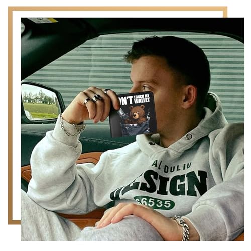 Bistup Teen Boys Cool Wallet - Men Mens Don't Touch My Wallet Leather Credit Id Card Cash Holder Man Black Rfid Blocking Zipper Wallets With Coin Pocket Id Window Aesthetic Teen Boy Male Youth Guys - color: Cowboy Bear