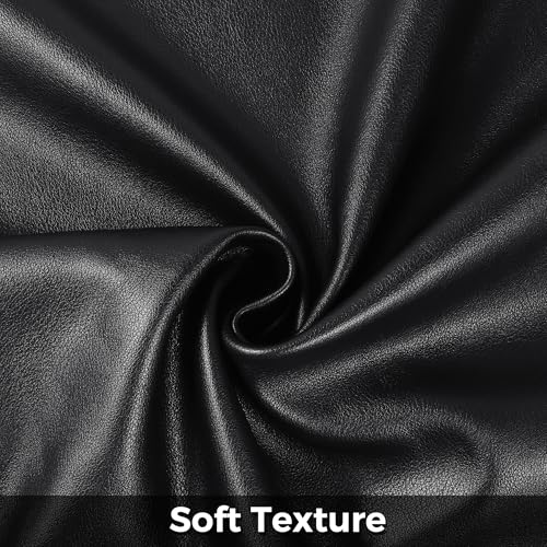 Leather Fabric - Faux Leather Sheets PU Material 1.2mm Thickness Soft and Apply to Upholstery Fabric DIY Sell by Yard(Black 1Y) - color: Black, size: 1Y(54x36inch)