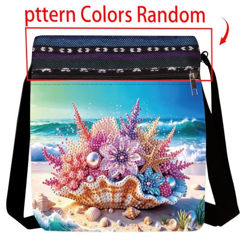 DDGYP DIY Diamond Painting Crossbody Bag - 5D Diamond Art Kits for Adults | PU Leather Art Bag with Shell Beach Design, Craft Kits for Women, Ideal for Gifts & Everyday Use - color: Beach 1