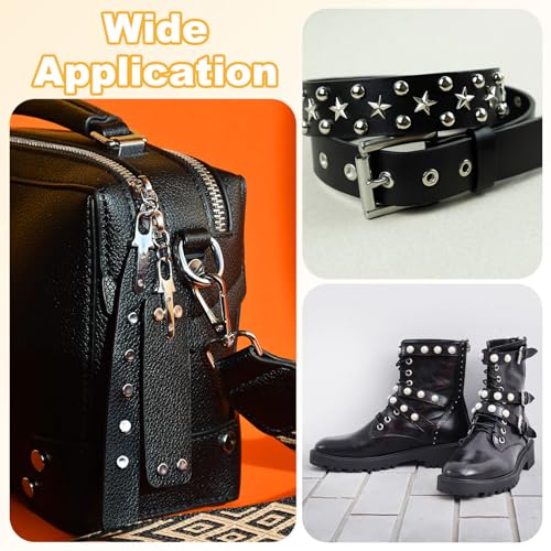 uxcell Metal Star Rivets Studs, Star Rivets Screw Nailhead Punk Rivets, Metal Leather Rivets for Leather Craft - color: Pink