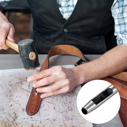 4.5MM Leather Hole Punch Tool [4PCS] - Metal Round Belt Hole Puncher Use for Leather Working & Belts & Watch Band & Paper & Plastic - [Silver Tone] Round Hollow Tools - size: 4.5mm