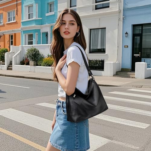 FOXLOVER Purses for Women Hobo Bag Designer Slouchy Tote Handbags - color: Black