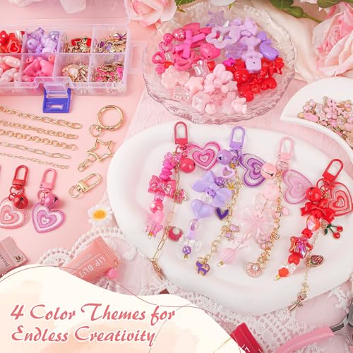 Ecoofor 458 Pcs Keychain Making Kit — Includes 19 Keychain Clips, 25 Extender Chains, 80 Charms, Beading Accessories, Jewelry Pliers — DIY Bag Charms & Jewelry Craft Kit Supplies - color: Gold-458Pcs Kit