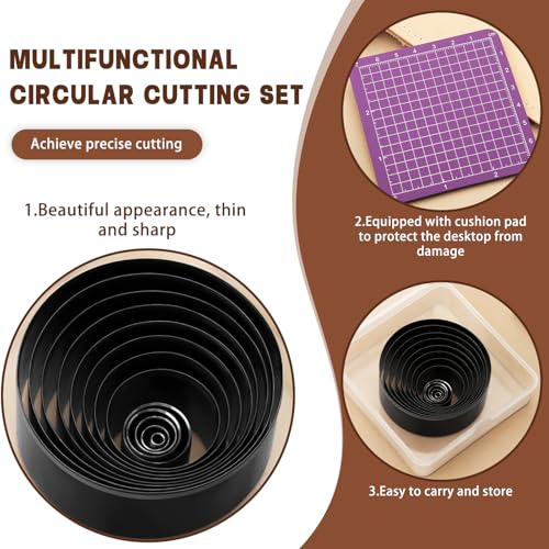 24 Pcs Leather Circle Dies Cutter Tool Set with 4 Pcs Leather Punch Pads, High Carbon Steel Round Craft Punching Tools Kit, Cutting Mat, Sound Absorbing Pad and Self Healing Cutting Mat