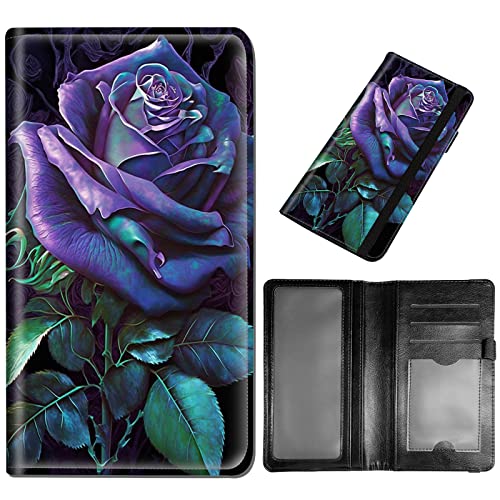 Checkbook Cover - PU Leather Standard Duplicate Register Check Card Book Holder Wallet with RFID Blocking Function for Girl Men Women, A Purple Rose - color: A Purple Rose
